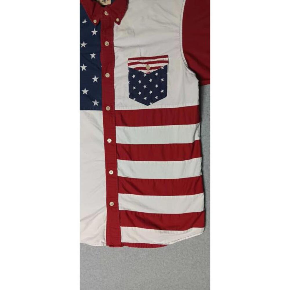 Redhead Short Sleeve Button Down Shirt Mens Size Large American Flag Patriot... - Picture 5 of 11